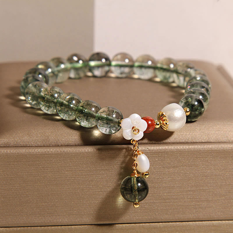 ATELIER-TIBET – Bracelet Fantôme Vert en Quartz Clair Naturel | Harmonie & Renouveau Symbolique