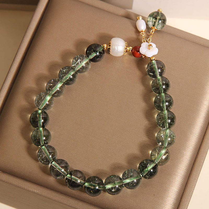ATELIER-TIBET – Bracelet Fantôme Vert en Quartz Clair Naturel | Harmonie & Renouveau Symbolique