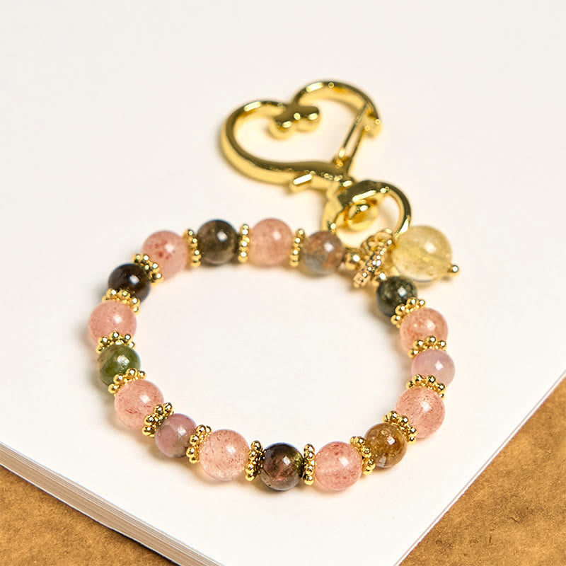 ATELIER-TIBET — Porte-clés en Quartz Fraise — Accessoire Spirituel Énergie Positive & Harmonie (7 cm)