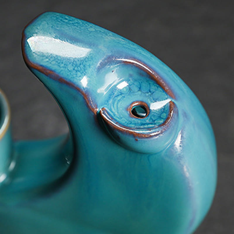 ATELIER-TIBET – Brûleur d’Encens Lune Croissante Bleu en Céramique à Reflux – 12,2 cm