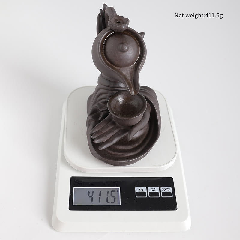 ATELIER-TIBET – Porte-Encens Main de Bouddha Céramique – Effet Fumée à Reflux 13,7 cm