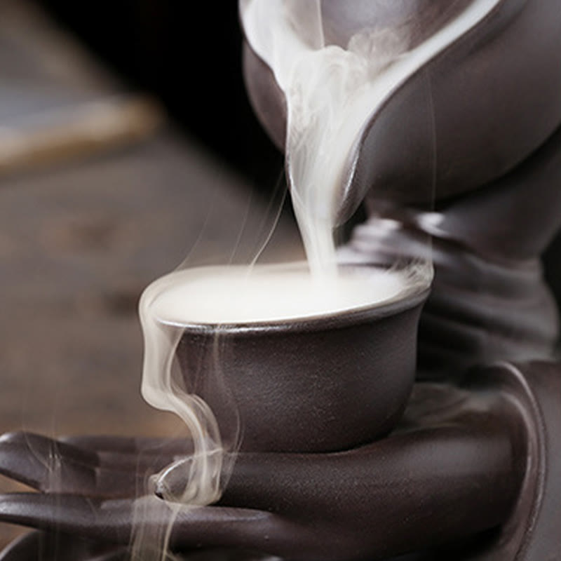 ATELIER-TIBET – Porte-Encens Main de Bouddha Céramique – Effet Fumée à Reflux 13,7 cm