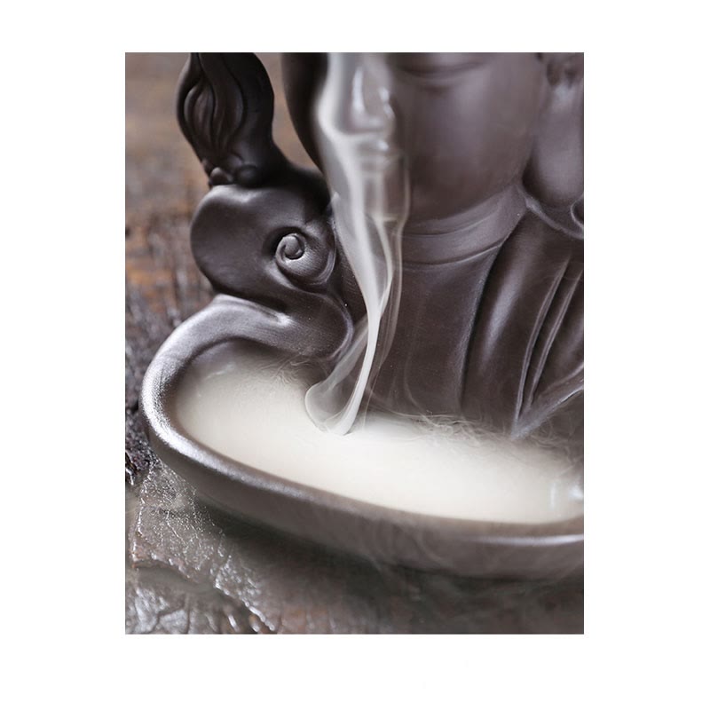 ATELIER-TIBET – Porte-Encens Bouddha Dragon en Argile Pourpre 10,5 cm pour Méditation