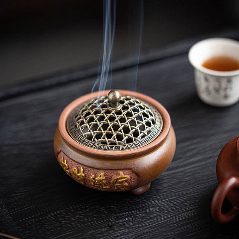 ATELIER-TIBET | Brûleur d’Encens en Céramique Traditionnelle Chinoise – Motifs Classiques