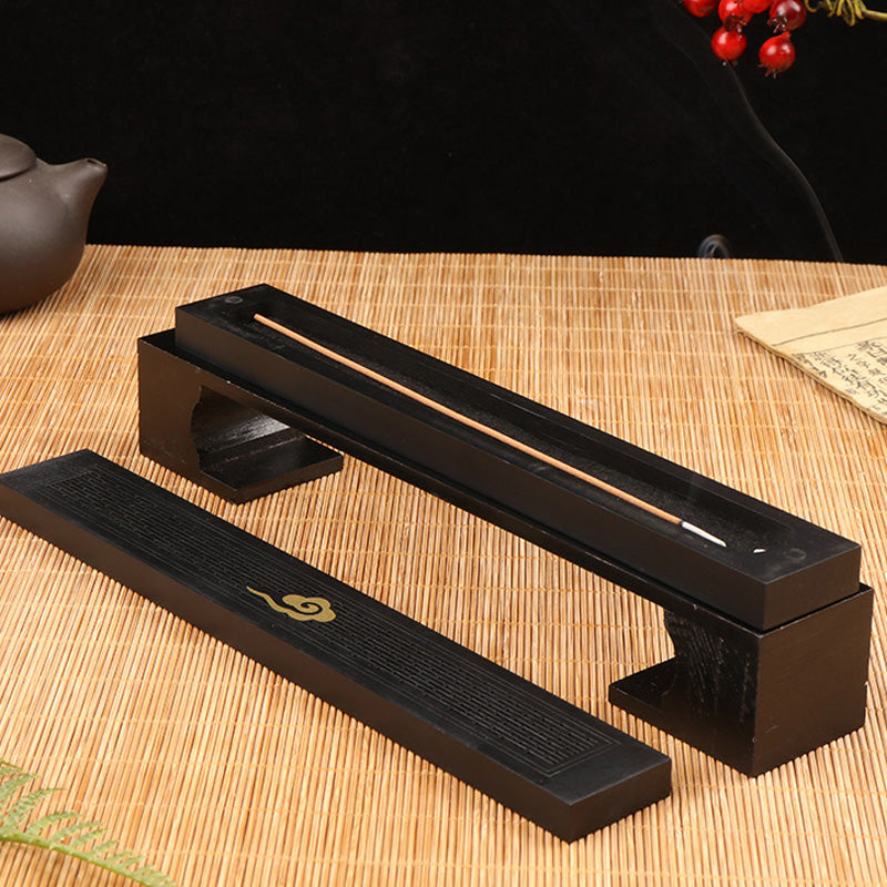 ATELIER-TIBET Porte-Encens en Bois Sculpté – Design Ajouré Élégant (23,5 cm)