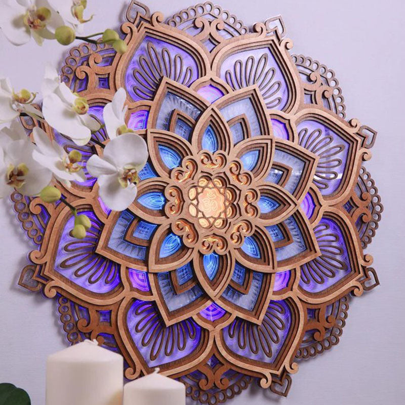 ATELIER-TIBET Veilleuse de Nuit Mandala – Lumière Douce & Ambiance Spirituelle