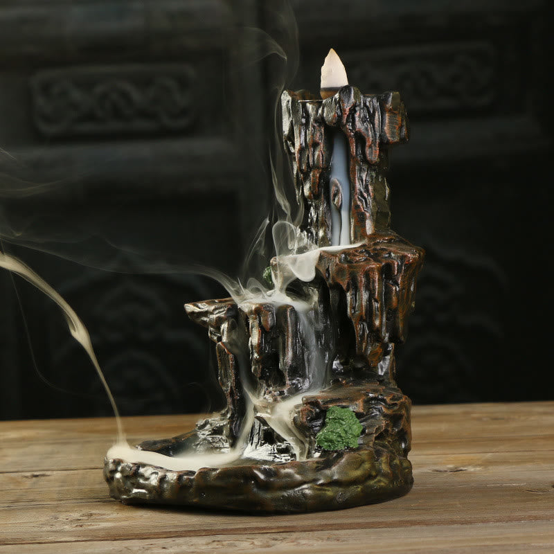 ATELIER-TIBET – Brûleur d’Encens Cascade en Résine – Effet Fumée à Reflux