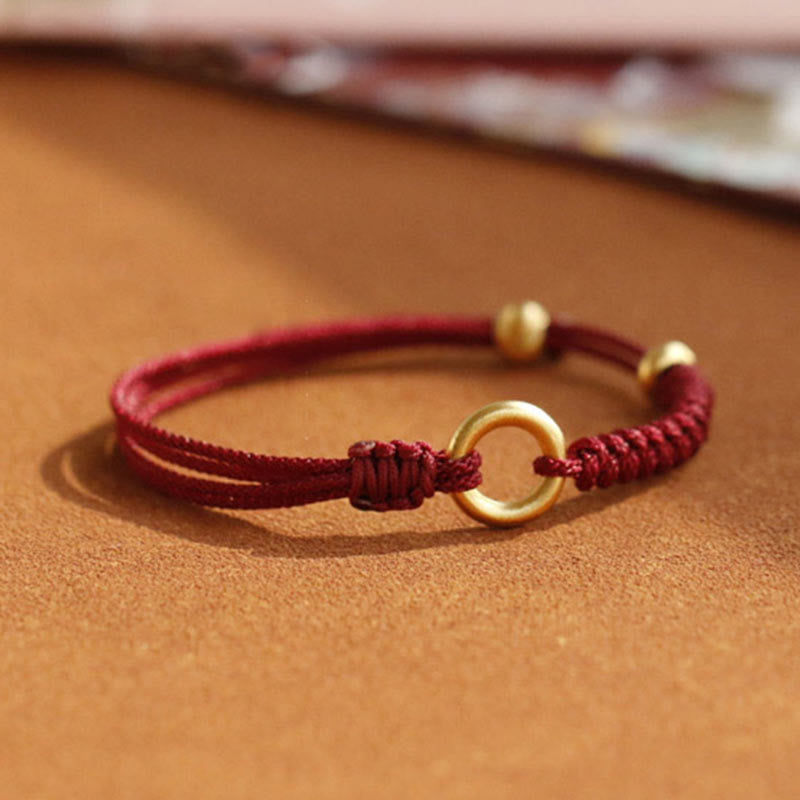 ATELIER-TIBET – Bracelet Fil Rouge Ajustable avec Boucle de Paix, Protection & Chance