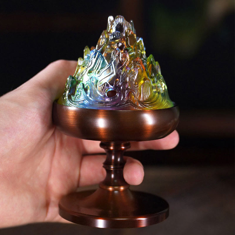 ATELIER-TIBET – Brûleur d’Encens Montagne Cristal Liuli – Méditation & Énergie Apaisante