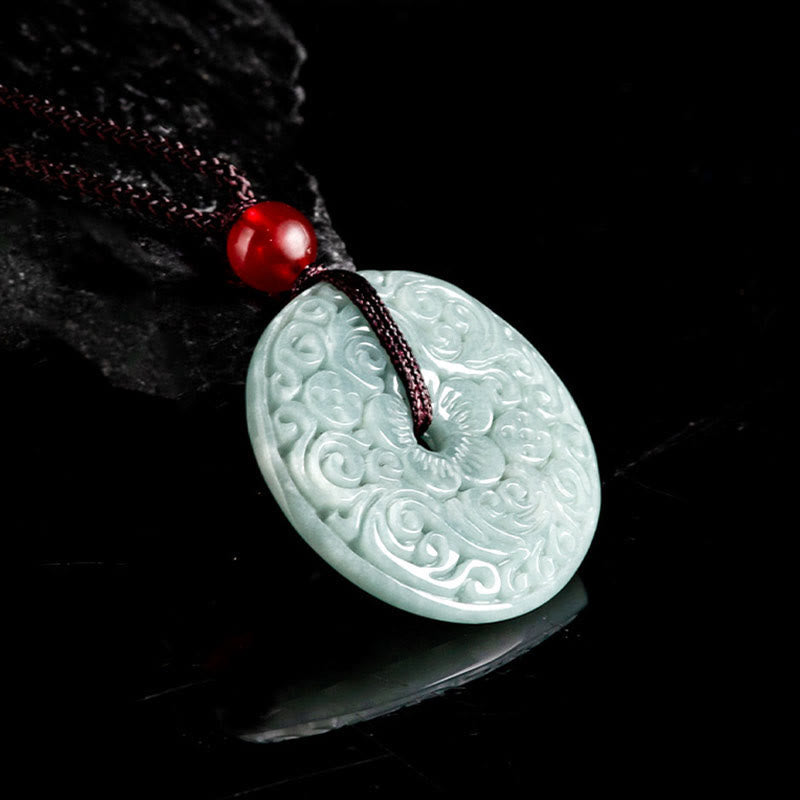 ATELIER-TIBET – Pendentif Fleur de Jade Vert, Boucle de Paix & Harmonie