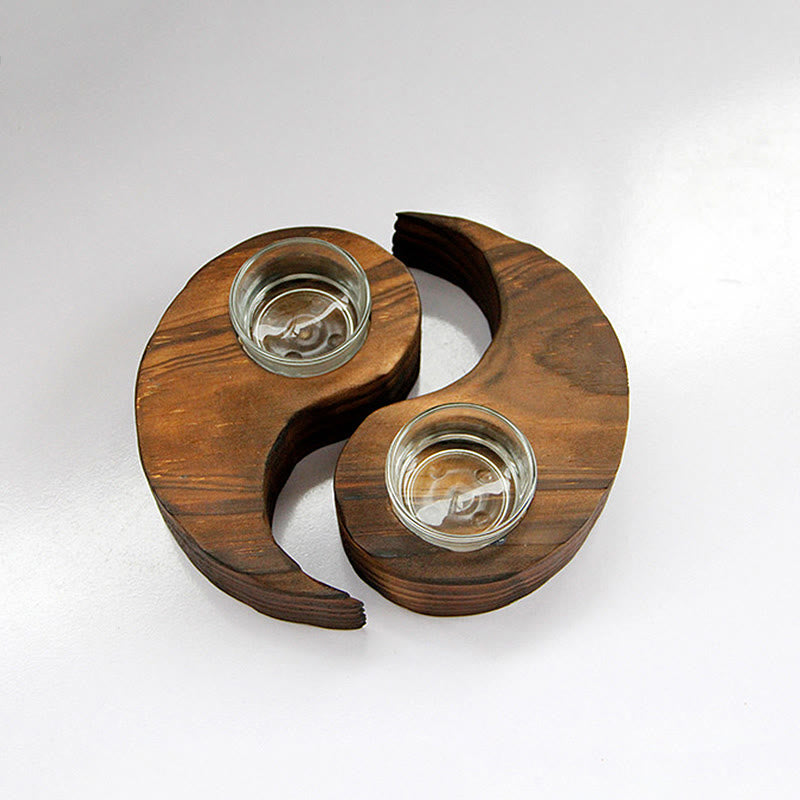 ATELIER-TIBET Porte Bougie Yin Yang en Bois pour Autel Spirituel