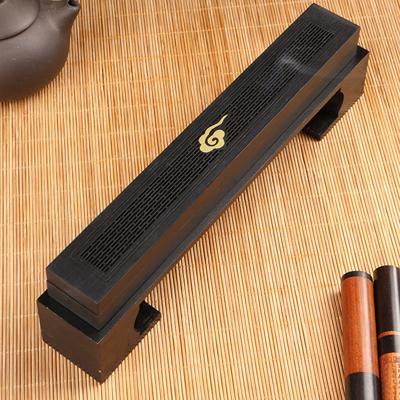 ATELIER-TIBET Porte-Encens en Bois Sculpté – Design Ajouré Élégant (23,5 cm)