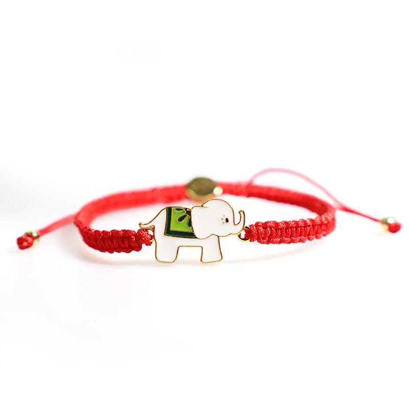 ATELIER-TIBET Bracelet Éléphant Argent 925 & Cordon Rouge Ajustable
