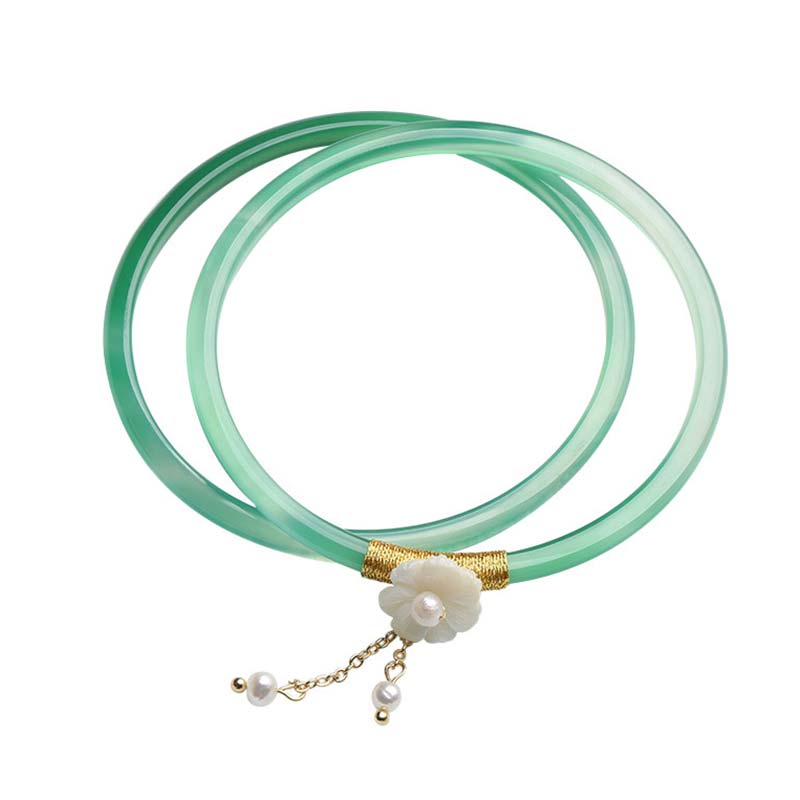 ATELIER-TIBET – Bracelet Succès en Jade Cyan & Jade Blanc 58 mm | Harmonie & Équilibre Symbolique