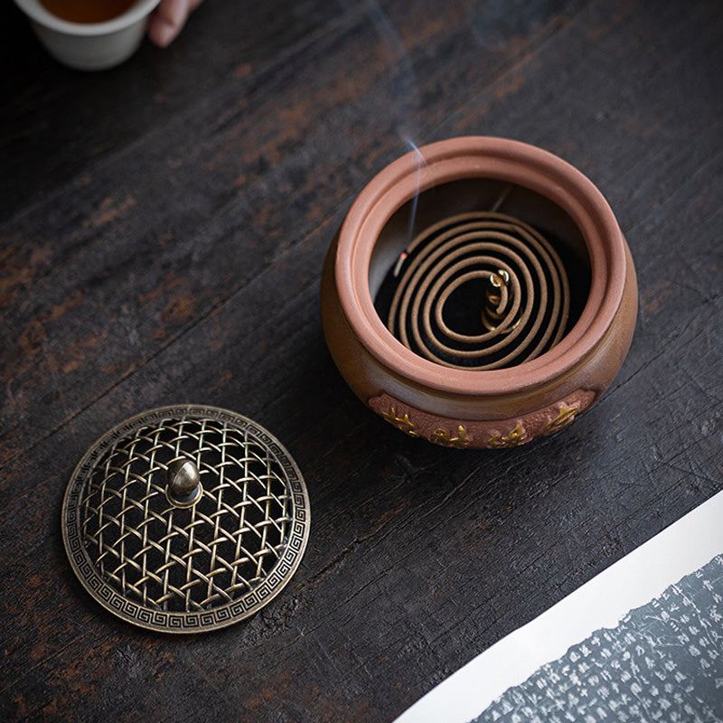 ATELIER-TIBET | Brûleur d’Encens en Céramique Traditionnelle Chinoise – Motifs Classiques