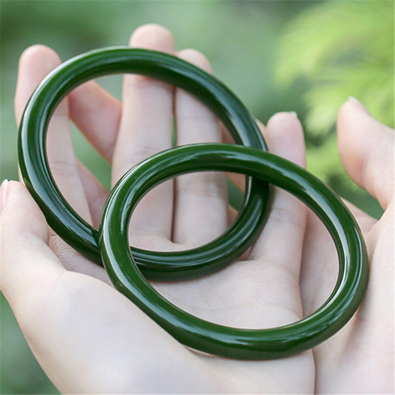 ATELIER-TIBET – Bracelet Jonc Longevity en Jade Cyan Naturel | Harmonie & Longévité Symbolique