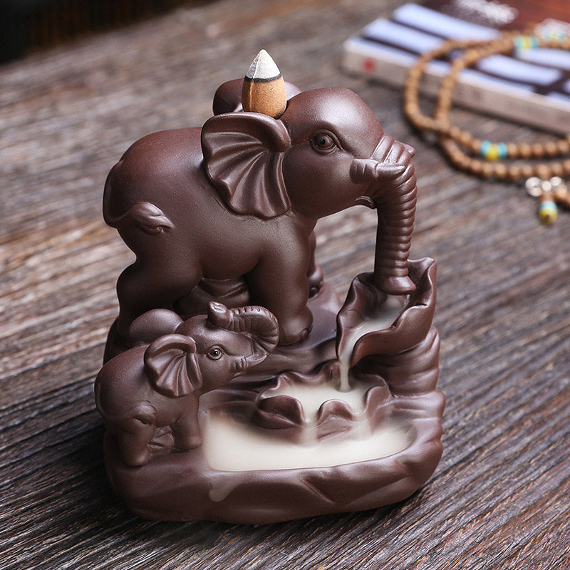 ATELIER-TIBET Brûleur d'encens à reflux en argile violette pour fontaine à fumée tibétaine, protection et décoration