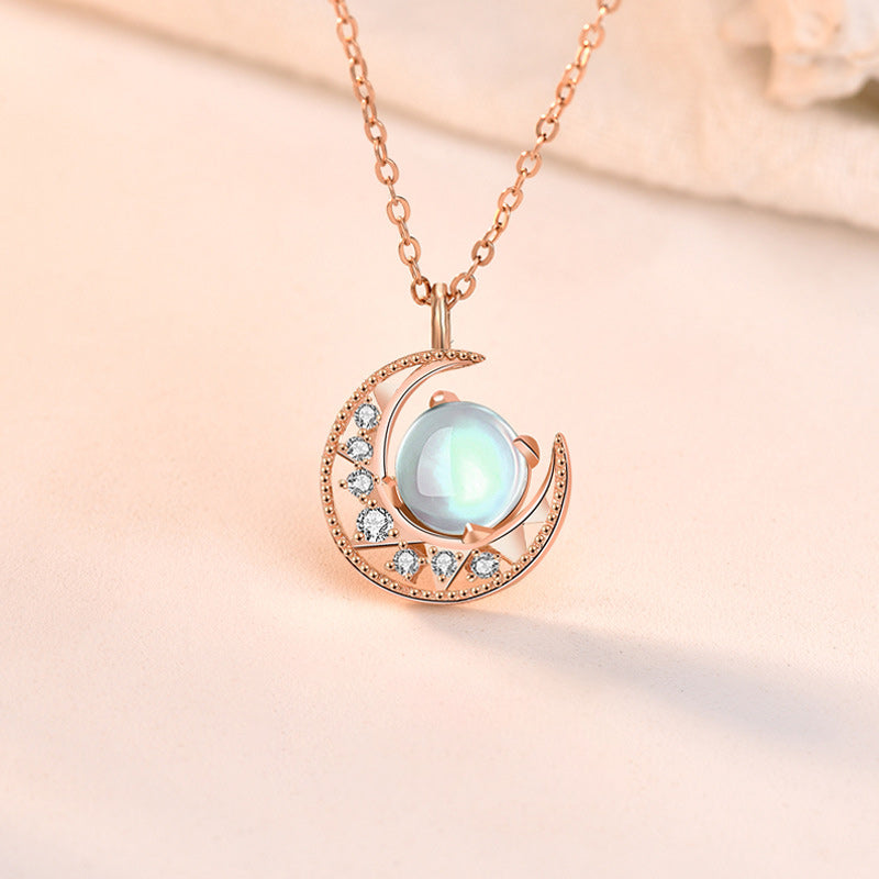 ATELIER-TIBET – Collier Lune en Pierre de Lune Naturelle et Argent Sterling 925