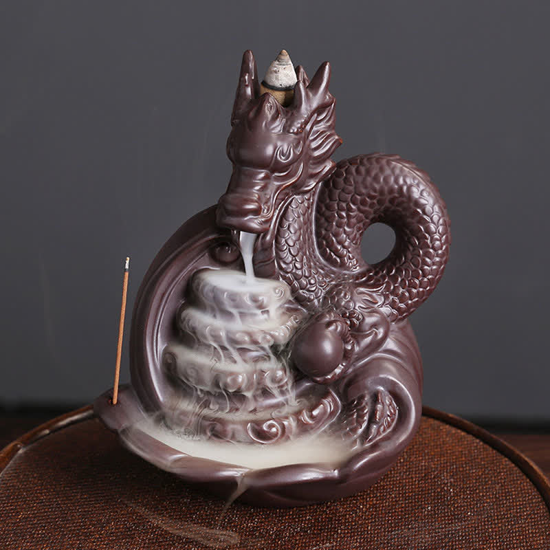 ATELIER-TIBET – Porte-Encens Dragon en Céramique – Énergie de Succès et Protection