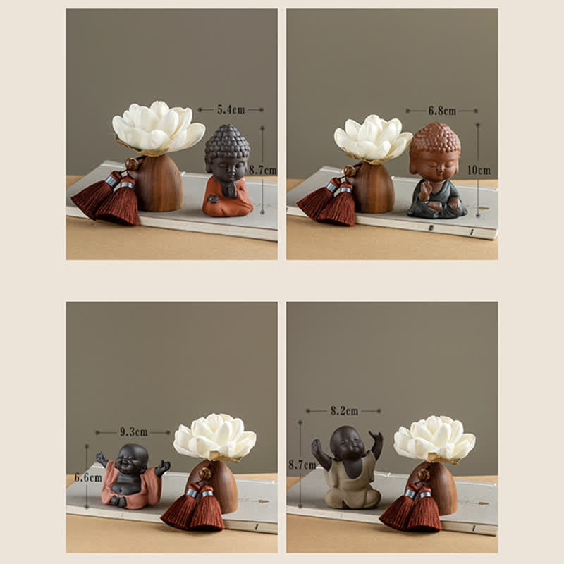 ATELIER-TIBET – Statue Bouddha en Bois de Pêcher Noir 5,4 cm | Décoration Zen Fleur