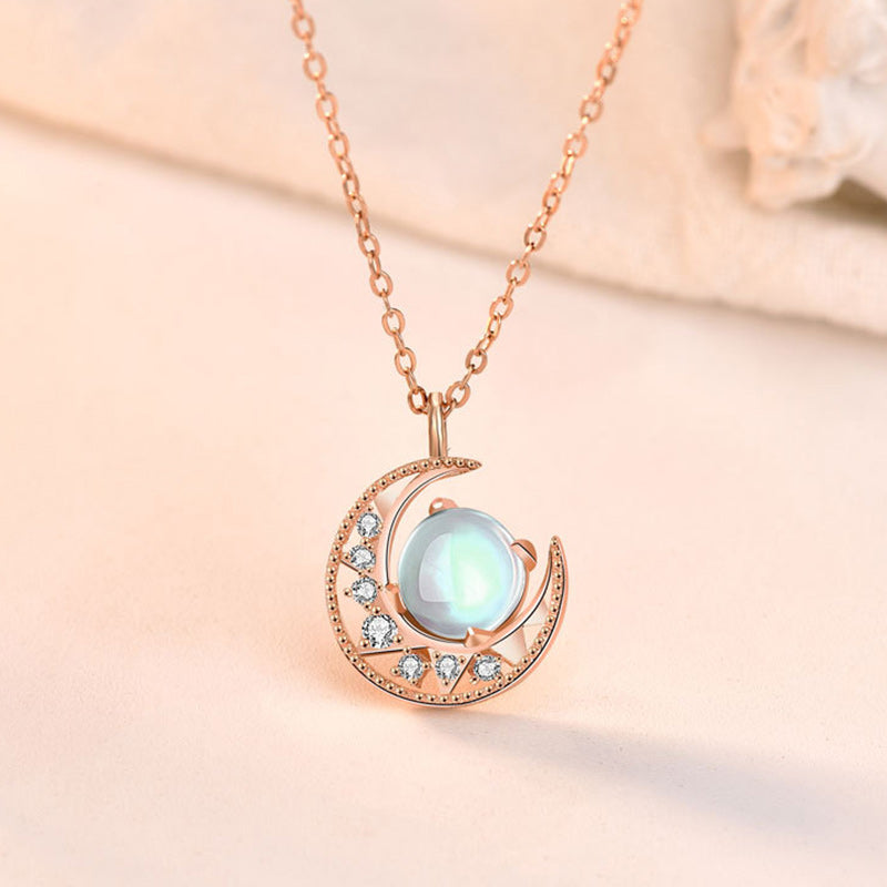 ATELIER-TIBET – Collier Lune en Pierre de Lune Naturelle et Argent Sterling 925