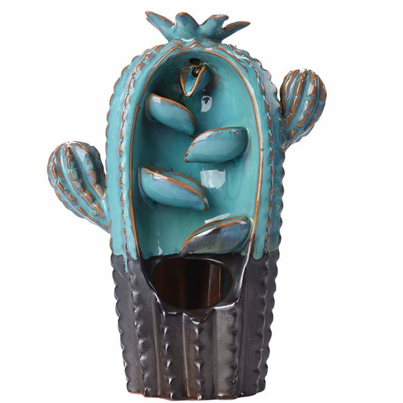 ATELIER-TIBET – Porte-Encens Cactus à Reflux en Céramique 12,5 cm Relaxation