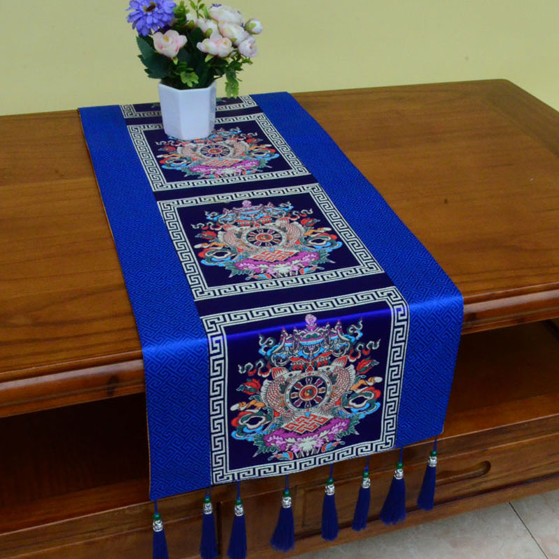 ATELIER-TIBET – Tapis d’Autel de Méditation avec Vajra Tibétain et Symboles Auspicieux | 95 × 33 cm