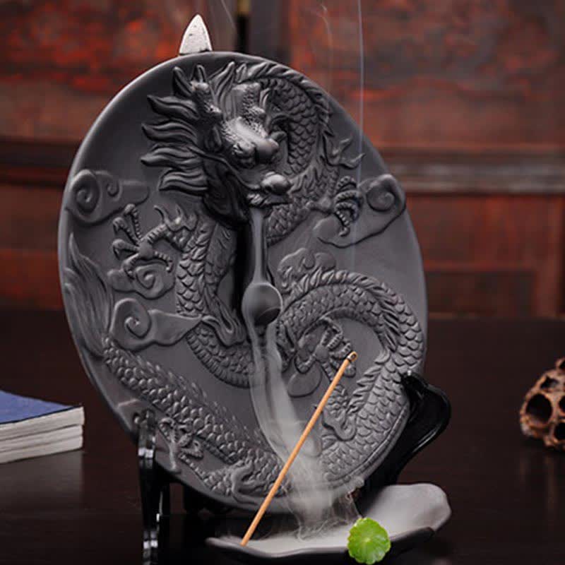 ATELIER-TIBET – Brûleur d’Encens Dragon Céramique à Reflux – Effet Cascade pour Méditation