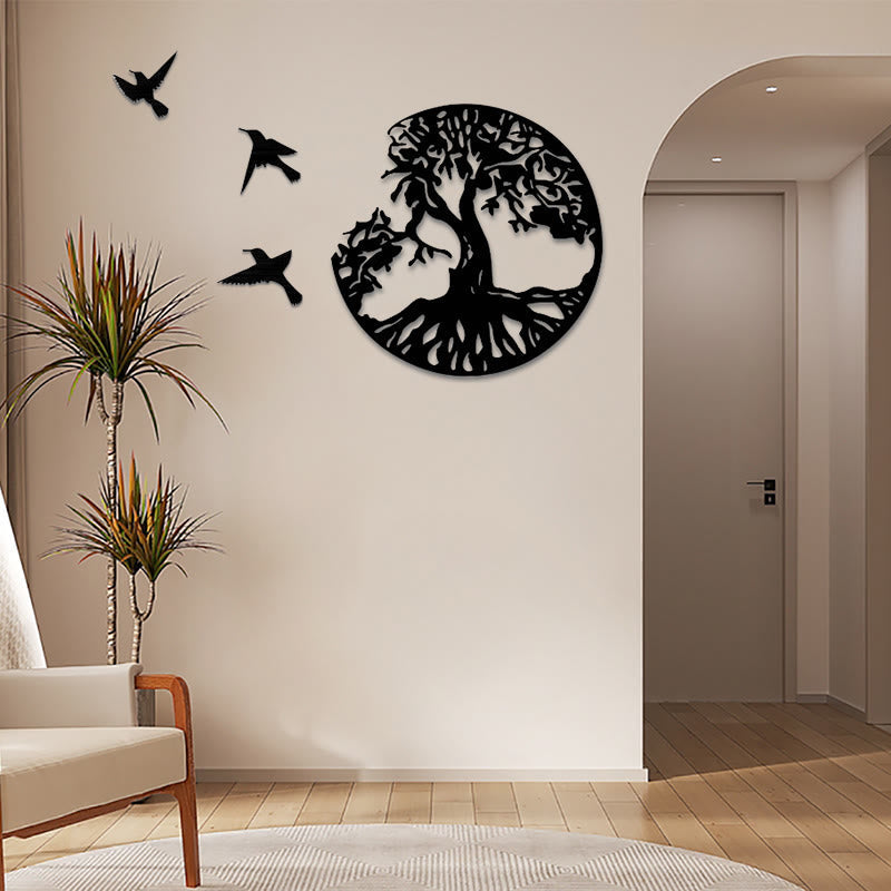 ATELIER-TIBET Arbre de vie Oiseaux Création Art mural