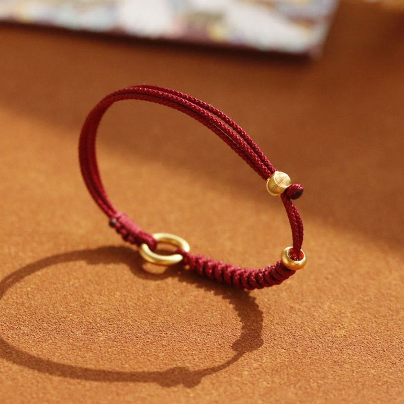 ATELIER-TIBET – Bracelet Fil Rouge Ajustable avec Boucle de Paix, Protection & Chance