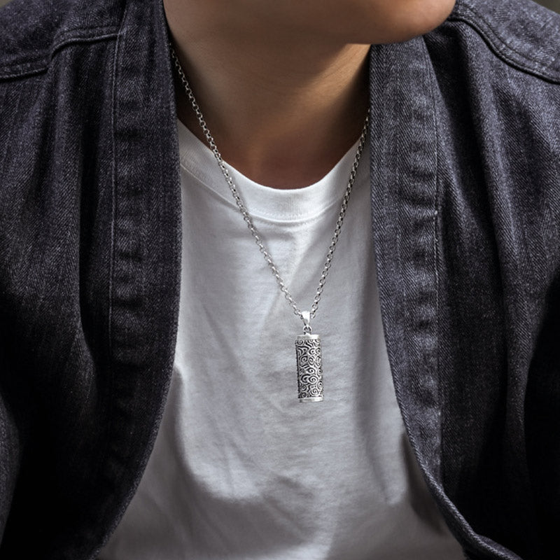 ATELIER-TIBET – Collier Om Mani Padme Hum en Cuivre Plaqué Argent