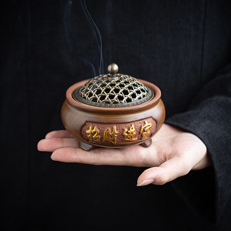 ATELIER-TIBET | Brûleur d’Encens en Céramique Traditionnelle Chinoise – Motifs Classiques