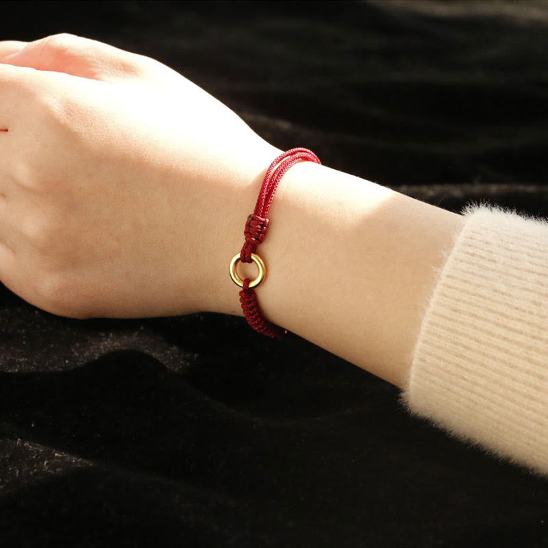 ATELIER-TIBET – Bracelet Fil Rouge Ajustable avec Boucle de Paix, Protection & Chance