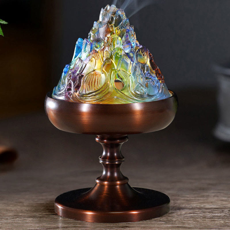ATELIER-TIBET – Brûleur d’Encens Montagne Cristal Liuli – Méditation & Énergie Apaisante