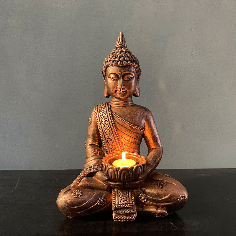 ATELIER-TIBET Bougeoir décoratif tibétain en Buddha Stones de Bouddha avec bénédiction du Bouddha