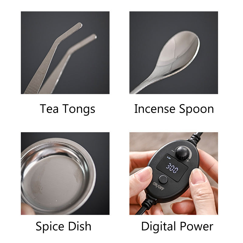 ATELIER-TIBET | Brûleur d’Encens Électrique Zisha avec Veilleuse – Argile Traditionnelle