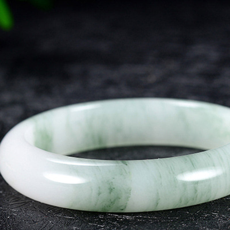 ATELIER-TIBET – Bracelet Jonc Porte-Bonheur en Jade Naturel Véritable