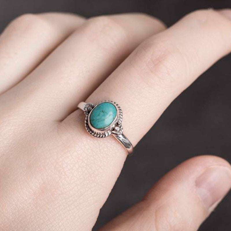 ATELIER-TIBET – Bague Sagesse en Turquoise Naturelle & Argent Sterling 925 – Ajustable Unisexe