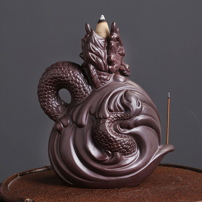 ATELIER-TIBET – Porte-Encens Dragon en Céramique – Énergie de Succès et Protection
