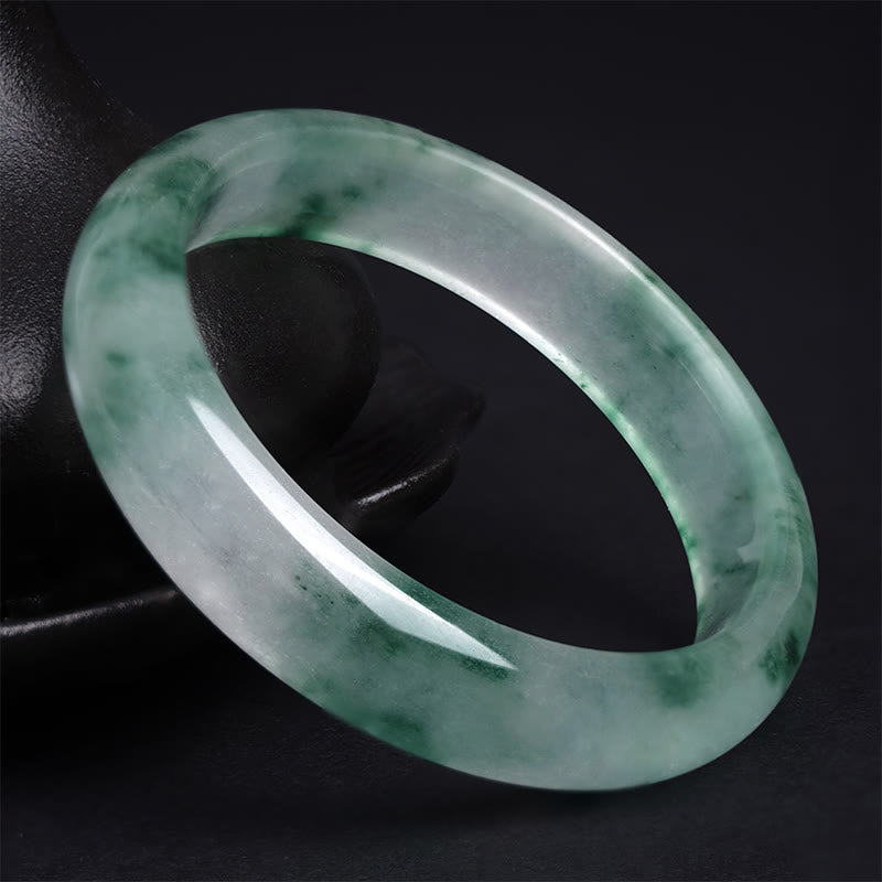 ATELIER-TIBET – Bracelet Jonc en Jade Naturel « Chance, Prospérité & Abondance » (58 mm)