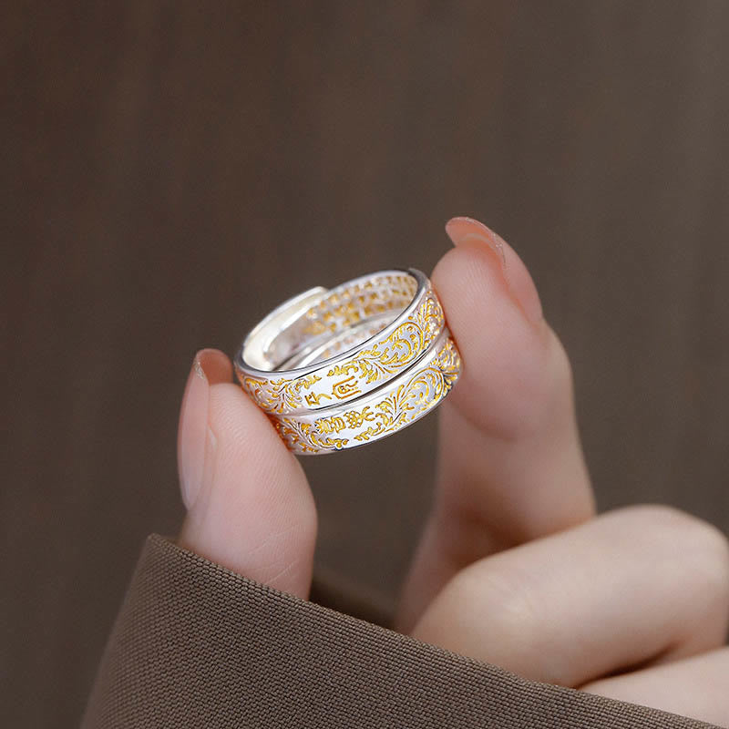 ATELIER-TIBET – Bague Lotus Ajustable en Cuivre Gravé