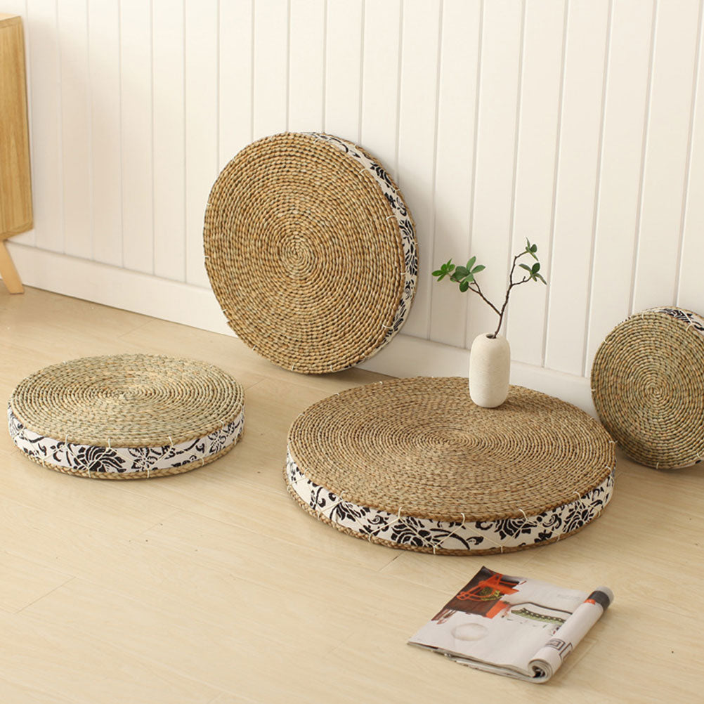 ATELIER-TIBET Coussin de Méditation Tatami en Paille – Assise Naturelle & Confort Sol