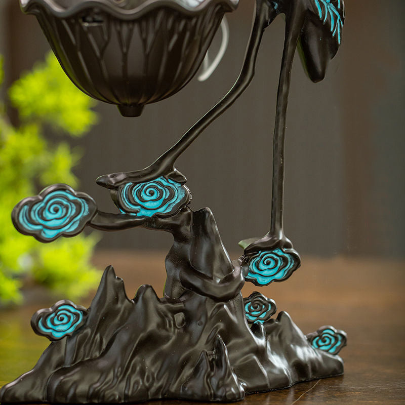 ATELIER-TIBET | Brûleur d’Encens Grue sur Nuages – Sculpture Lotus Suspendue