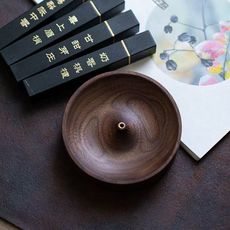 ATELIER-TIBET Porte-Encens en Bois Naturel – Design Épuré & Stable (7 cm)