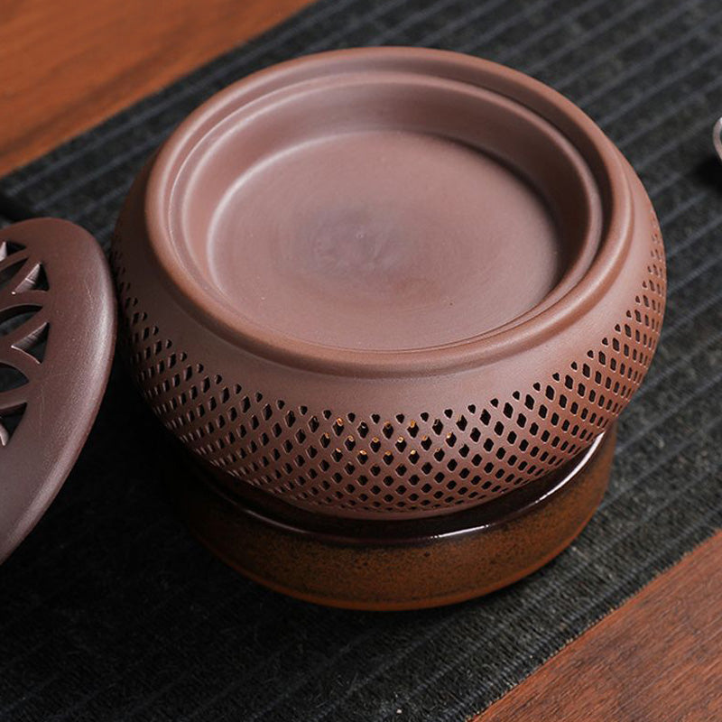 ATELIER-TIBET | Brûleur d’Encens Électrique Zisha avec Veilleuse – Argile Traditionnelle