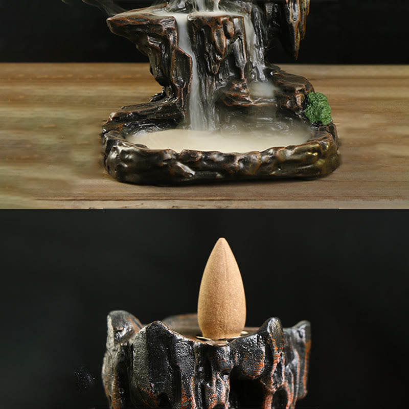 ATELIER-TIBET – Brûleur d’Encens Cascade en Résine – Effet Fumée à Reflux