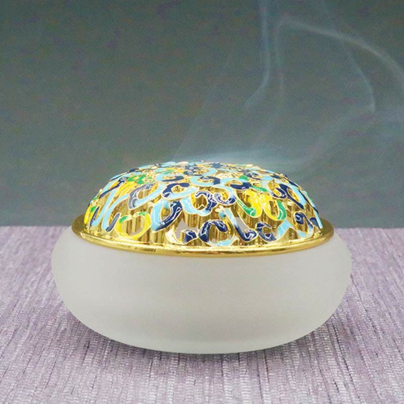 ATELIER-TIBET Brûleur d'encens de méditation de guérison en cristal de Lotus Liuli de Buddha Stones