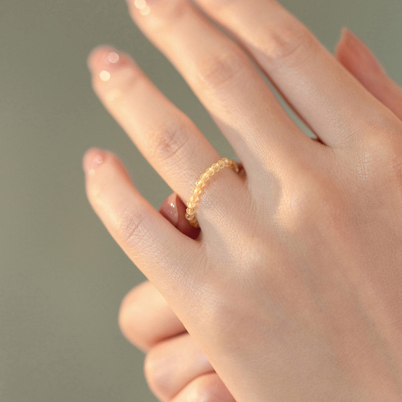 ATELIER-TIBET – Bague Prospérité en Citrine Naturelle – Plaqué Or 14 Carats – Anneau Lumineux Unisexe