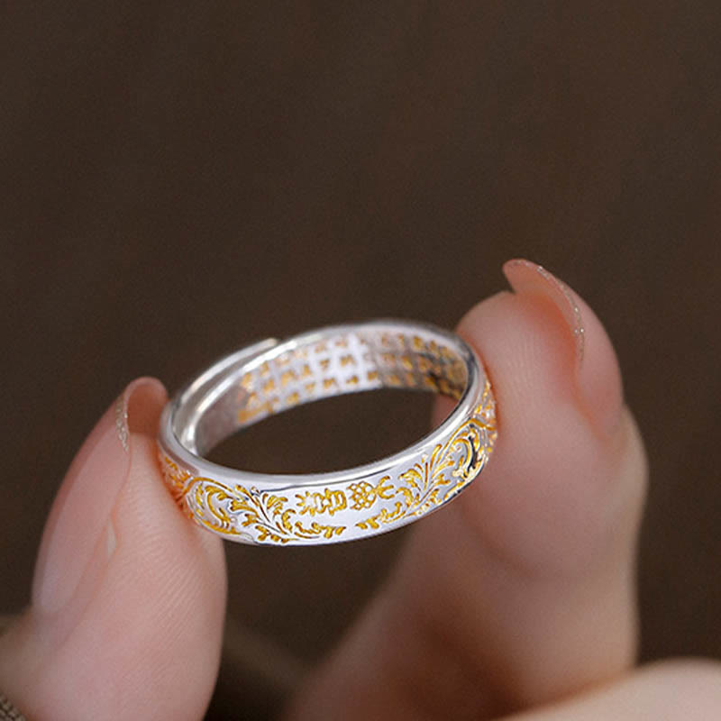 ATELIER-TIBET – Bague Lotus Ajustable en Cuivre Gravé