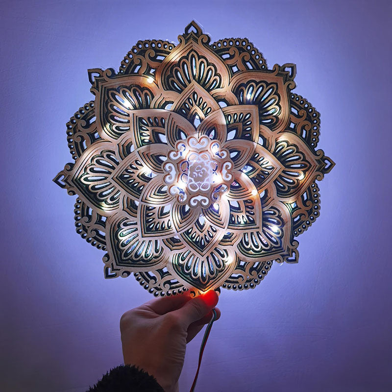 ATELIER-TIBET Veilleuse de Nuit Mandala – Lumière Douce & Ambiance Spirituelle